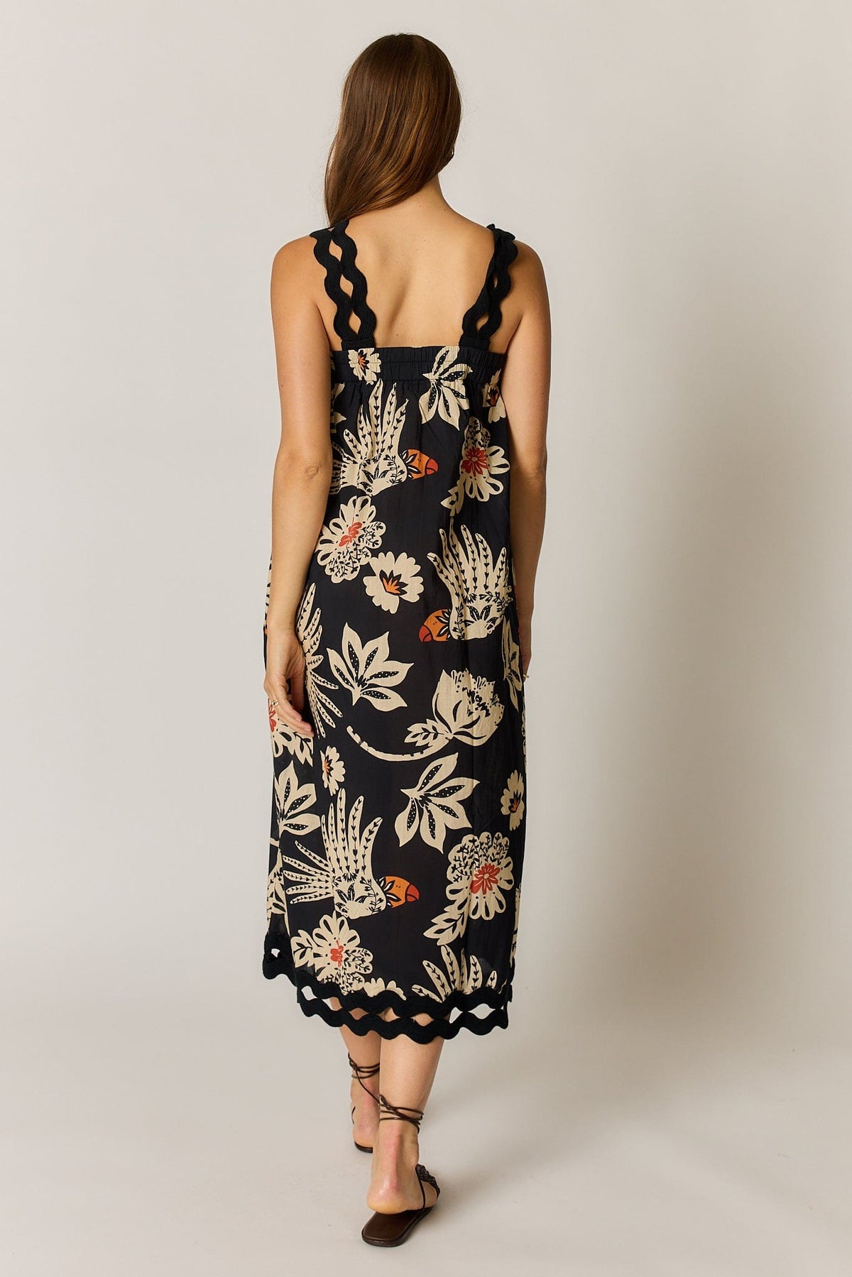 Rubyyaya Tucan Strap Midi Dress - Black