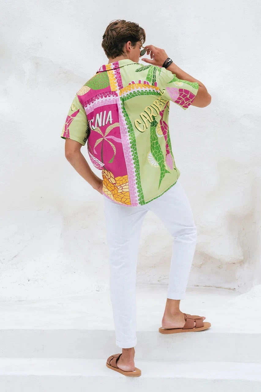 Runaway The Label Aloha Shirt - Green/Purple Aloha Shirt - Green/Purple Splash Swimwear Clothing