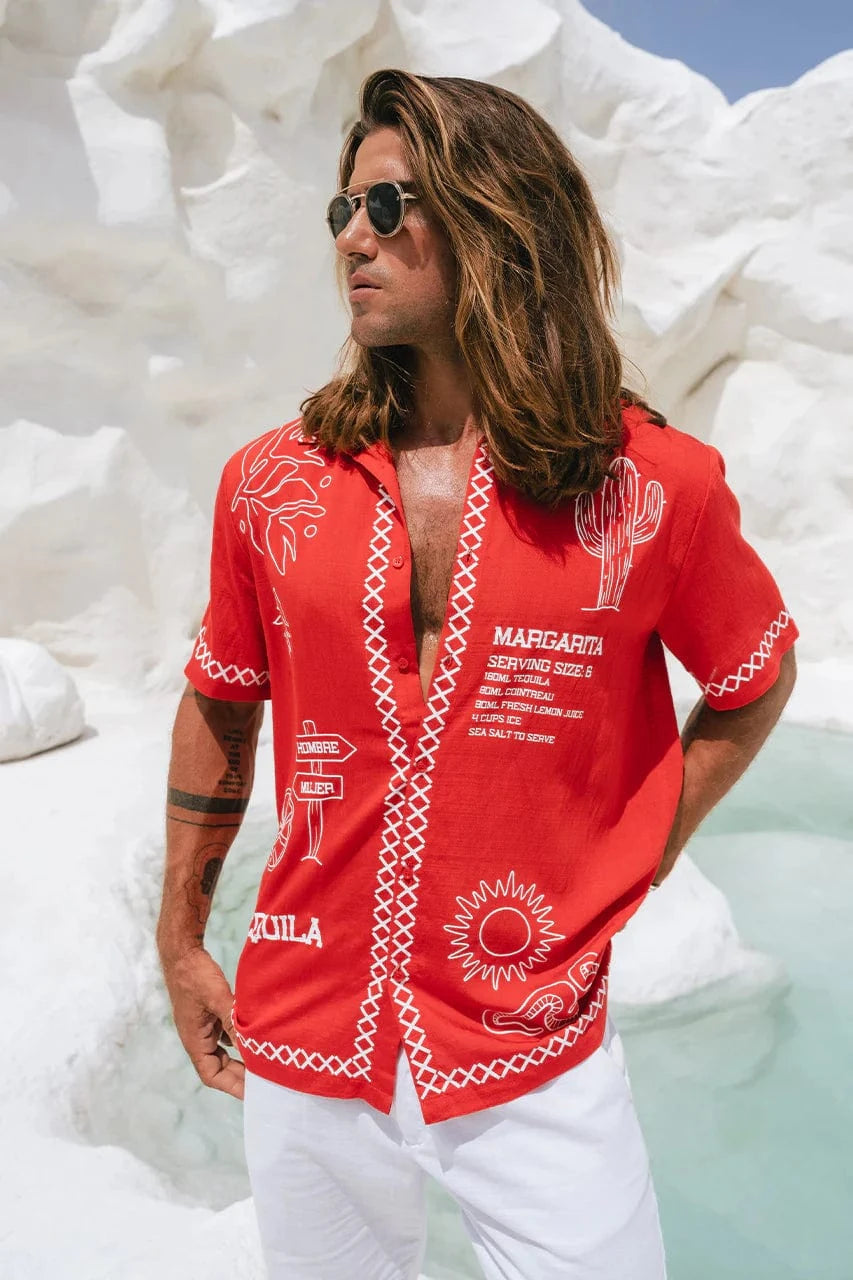 Runaway The Label Diego Shirt - Red Diego Shirt - Red Splash Swimwear Clothing
