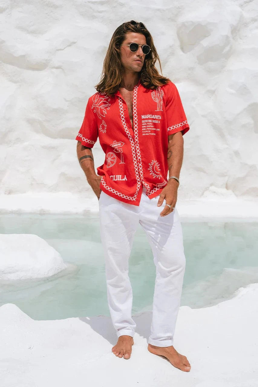 Runaway The Label Diego Shirt - Red Diego Shirt - Red Splash Swimwear Clothing