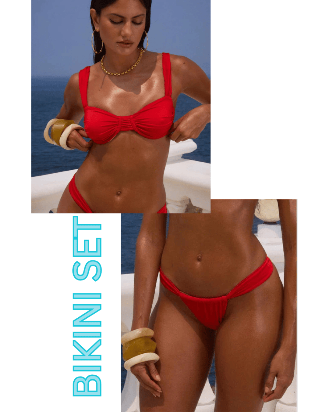 Runaway The Label Runaway The Label Tropez Top & Bottom Bikini Set - Red Runaway The Label Tropez Top & Bottom Bikini Set - Red Splash Swimwear Bikini Set
