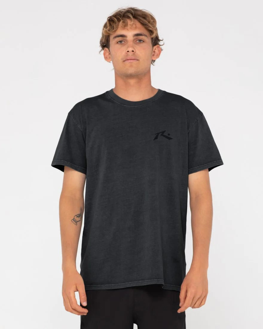 Rusty Comp Wash Short Sleeve Tee - Black Splash Swimwear Mens