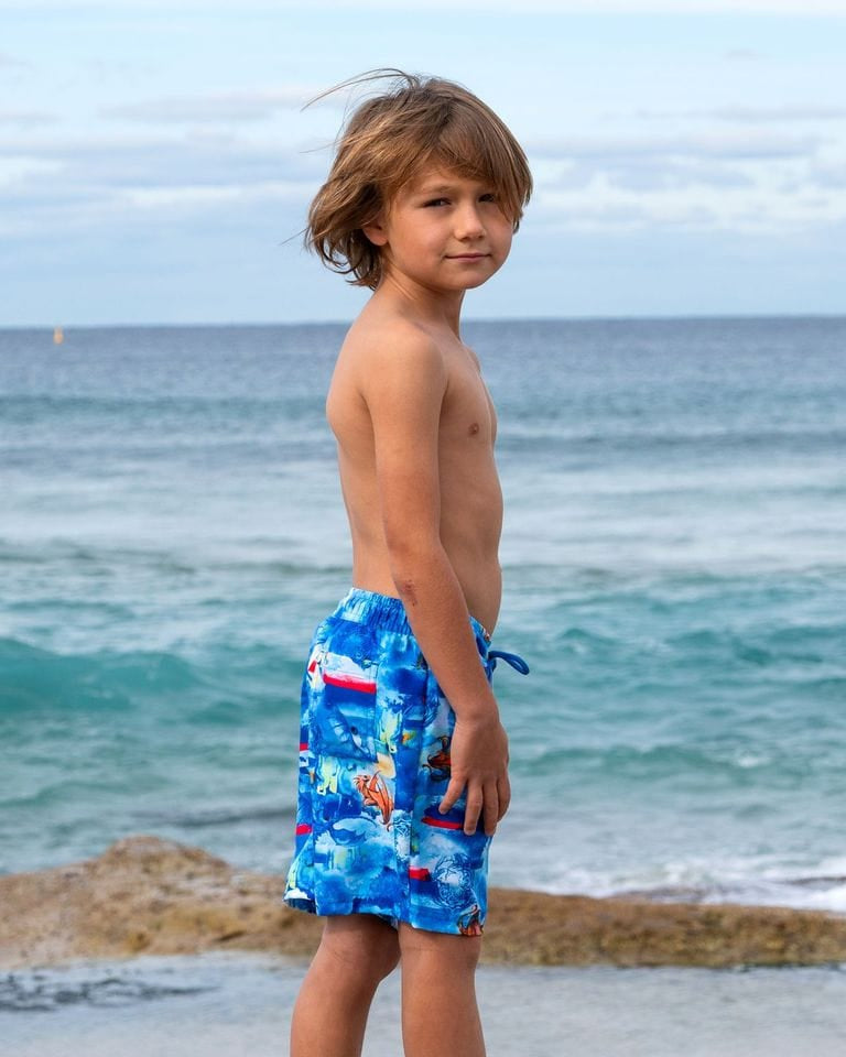 Salty Ink Kids Boys Cosmik Dragon Boardie Splash Swimwear kids