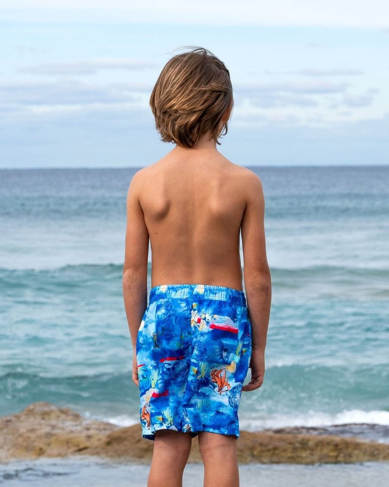 Salty Ink Kids Boys Cosmik Dragon Boardie Splash Swimwear kids