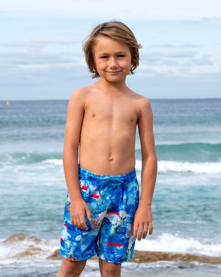 Salty Ink Kids Boys Cosmik Dragon Boardie Splash Swimwear kids