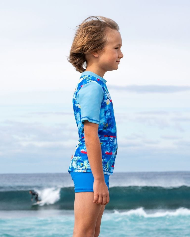 Salty Ink Kids Boys Cosmik Dragon S/S Rashvest Splash Swimwear kids