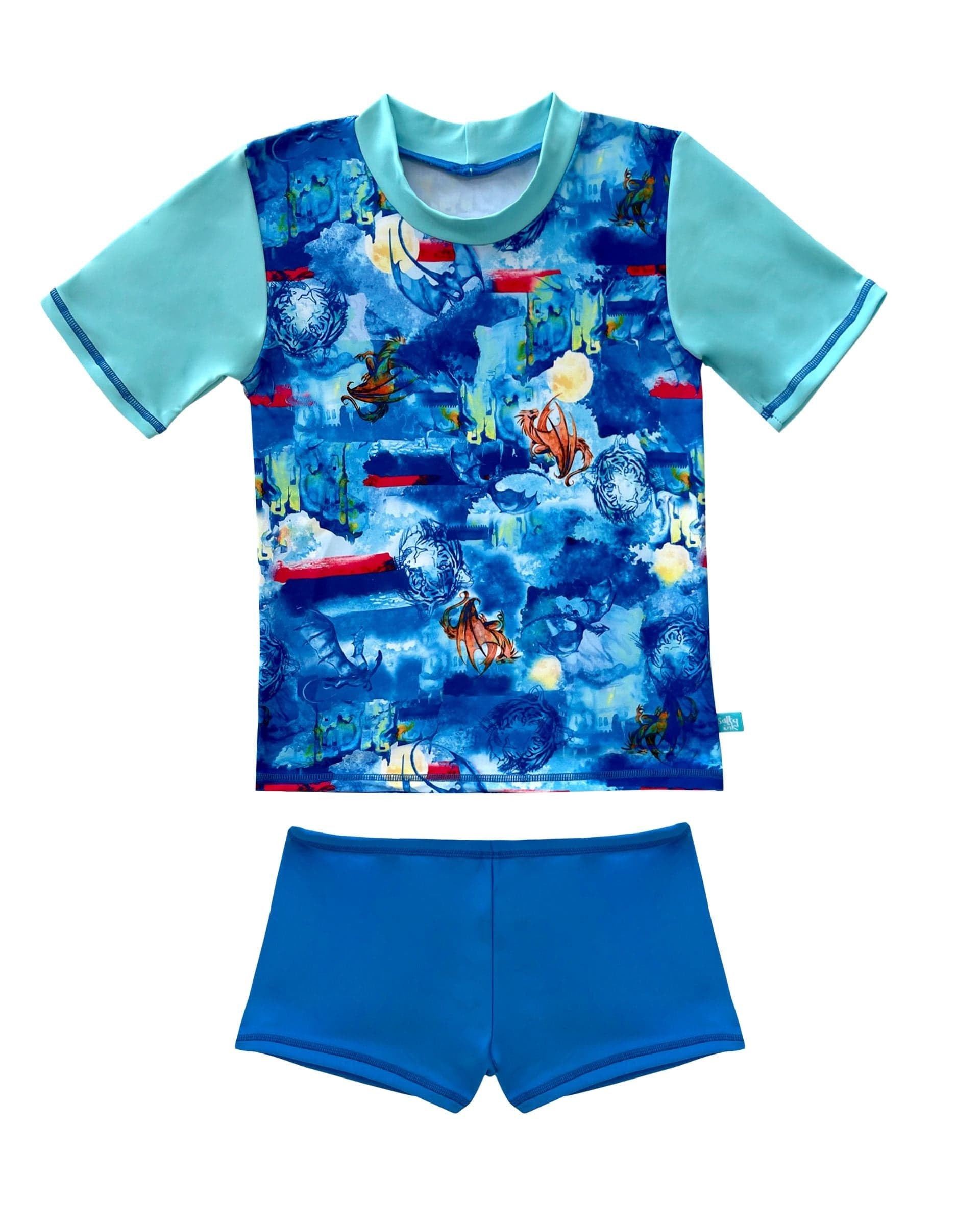 Salty Ink Kids Boys Cosmik Dragon S/S Rashvest Splash Swimwear kids