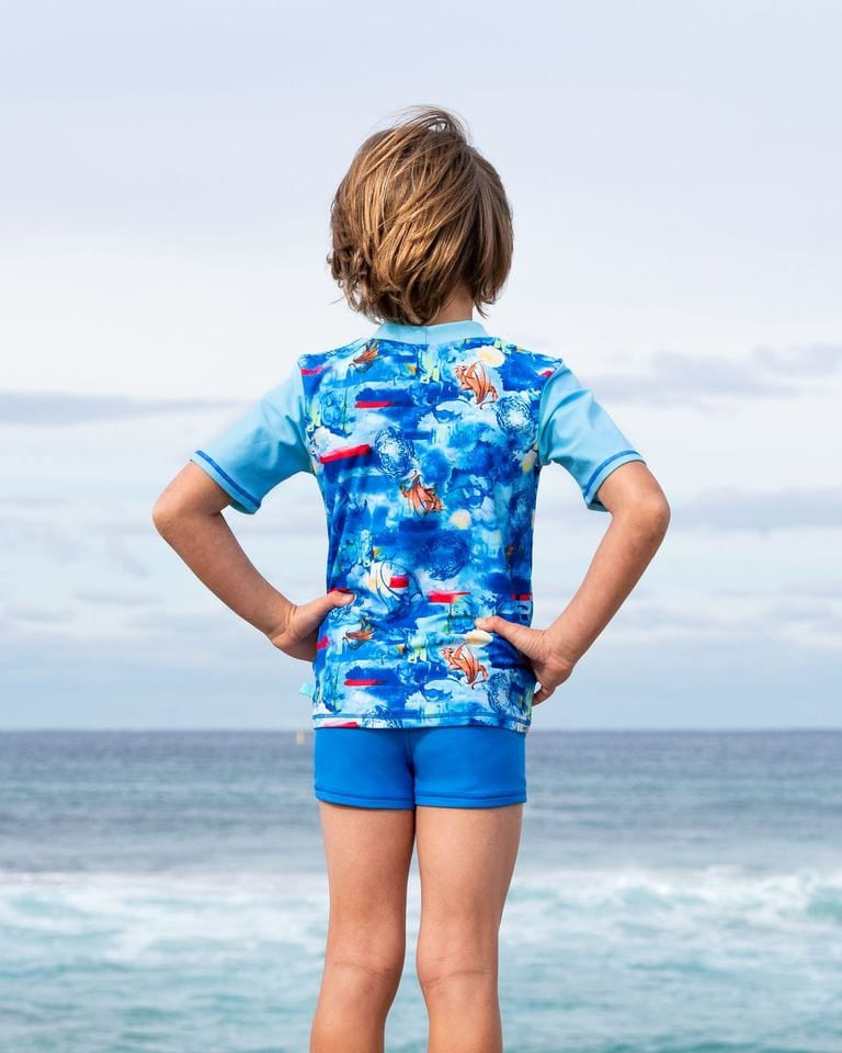 Salty Ink Kids Boys Cosmik Dragon S/S Rashvest Splash Swimwear kids