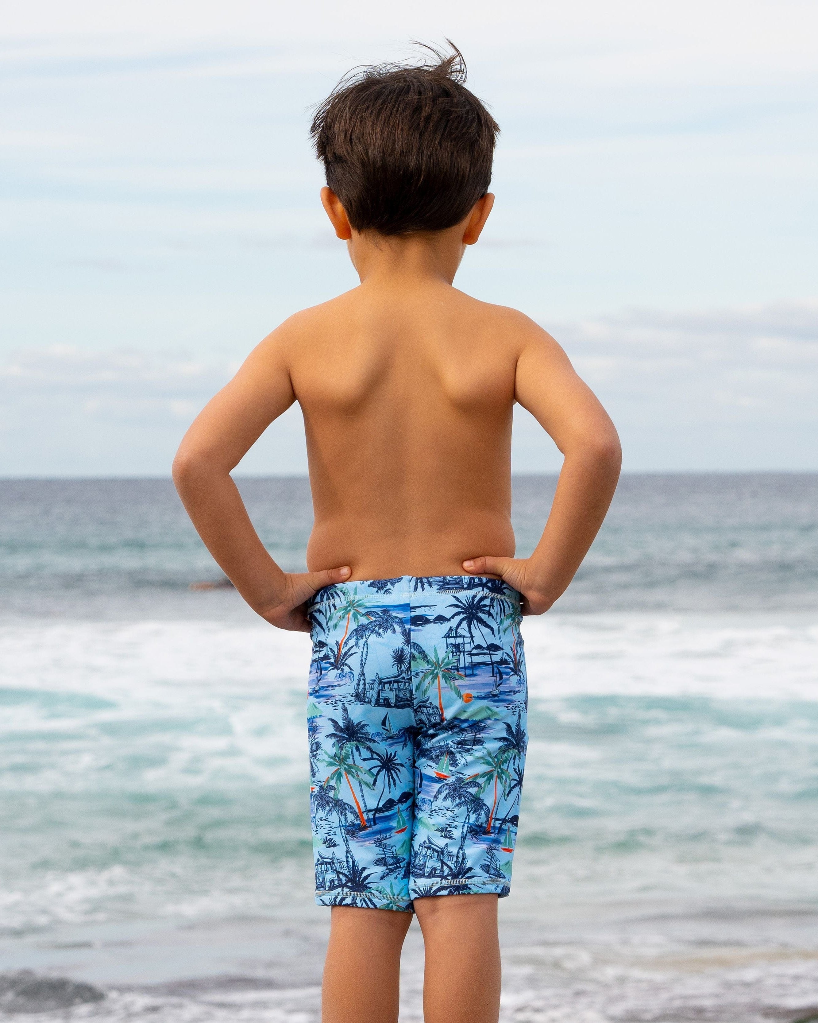 Salty Ink Kids Boys Tiki Jammer - Vintage Blue Splash Swimwear kids