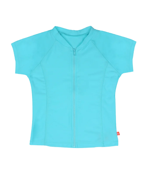 Salty Ink Kids Girls Salty Short Sleeve Rash Vest - Aqua Splash Swimwear kids