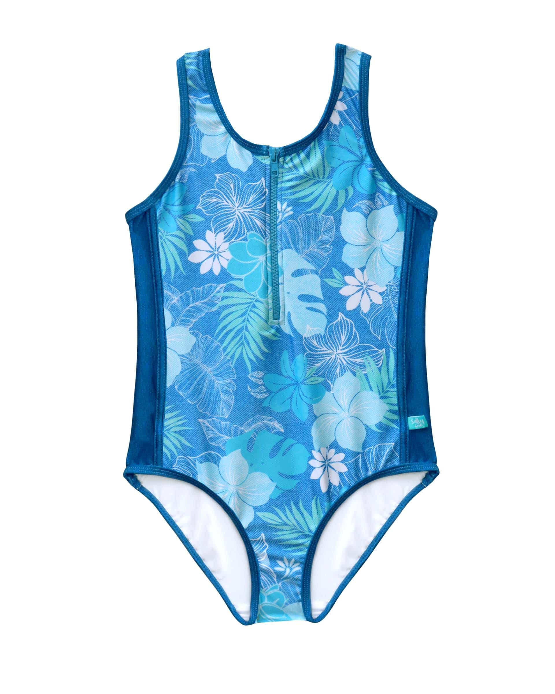 Salty Ink Kids Salty Ink Girls Tropicana One Piece - Blue Tropic Salty Ink Girls Tropicana One Piece - Blue Tropic Splash Swimwear