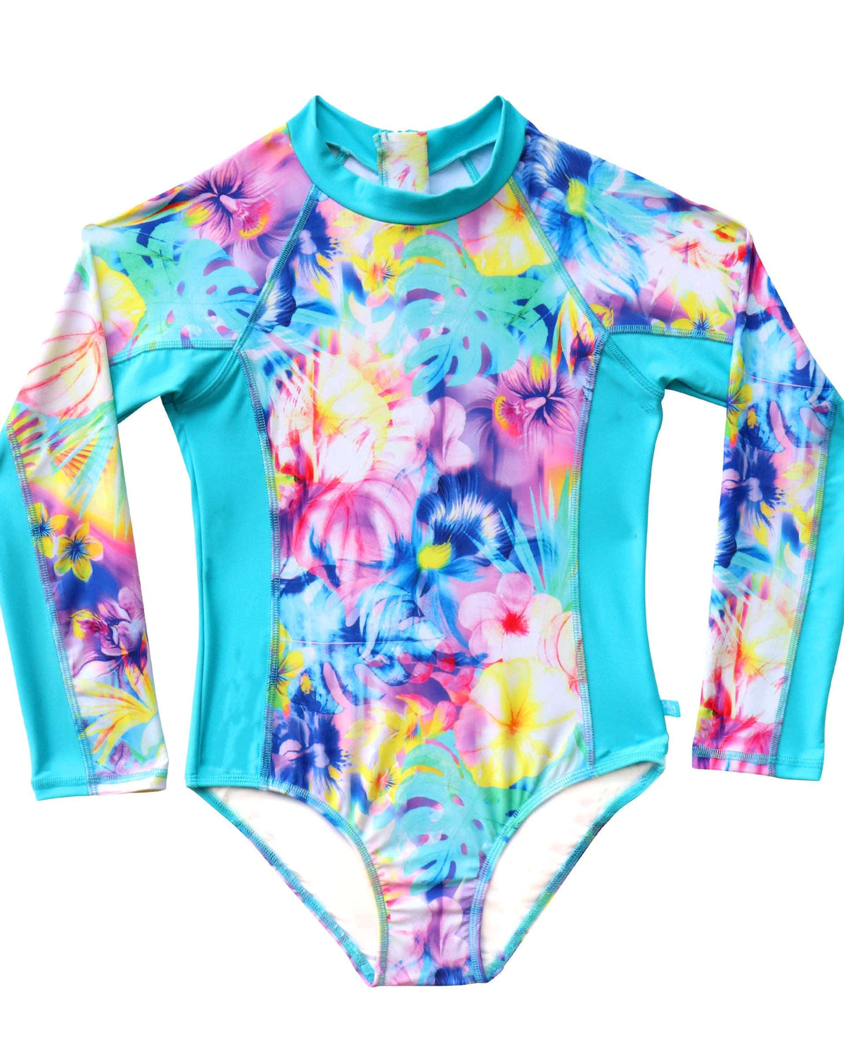 Salty Ink Salty Ink Girls Tropical Haze Long Sleeve Surfsuit - Tropical Salty Ink Girls Tropical Haze Long Sleeve Surfsuit - Tropical Splash Swimwear Sunsuit