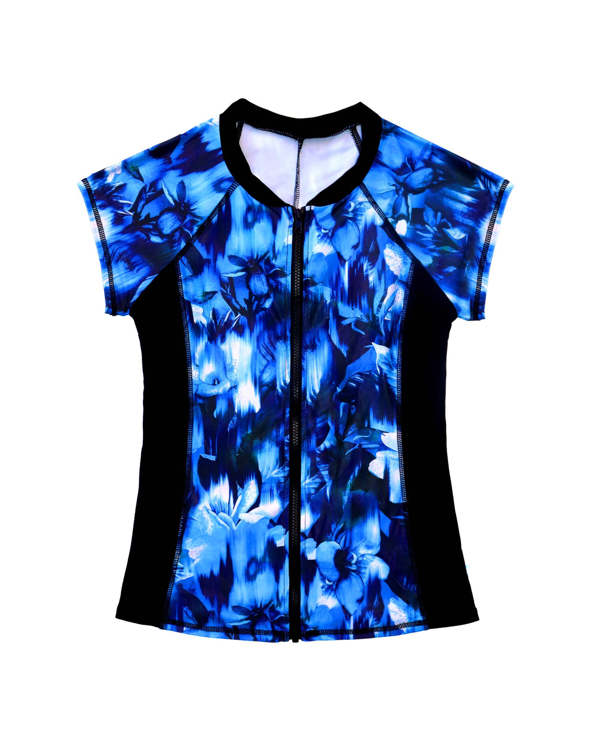 Salty Ink Salty Ink Ladies Summer Sunset Short Sleeve Rashvest - Midnight Salty Ink Ladies Summer Sunset Short Sleeve Rashvest - Midnight Splash Swimwear Rashvest