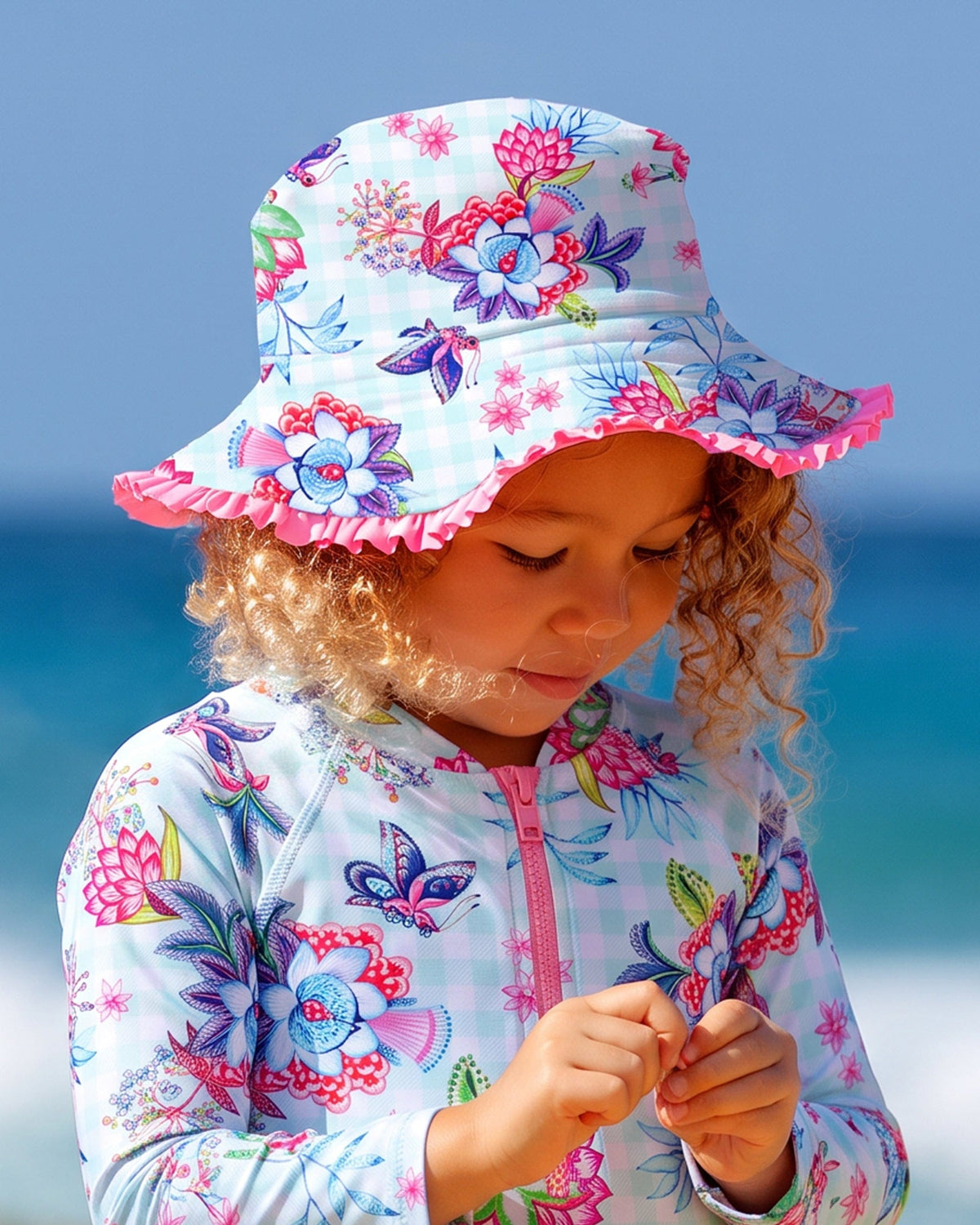 Salty Ink Salty Ink Toddler Girls Miss Meadow Sunhat - Minty Salty Ink Toddler Girls Miss Meadow Sunhat - Minty Splash Swimwear Sunhat