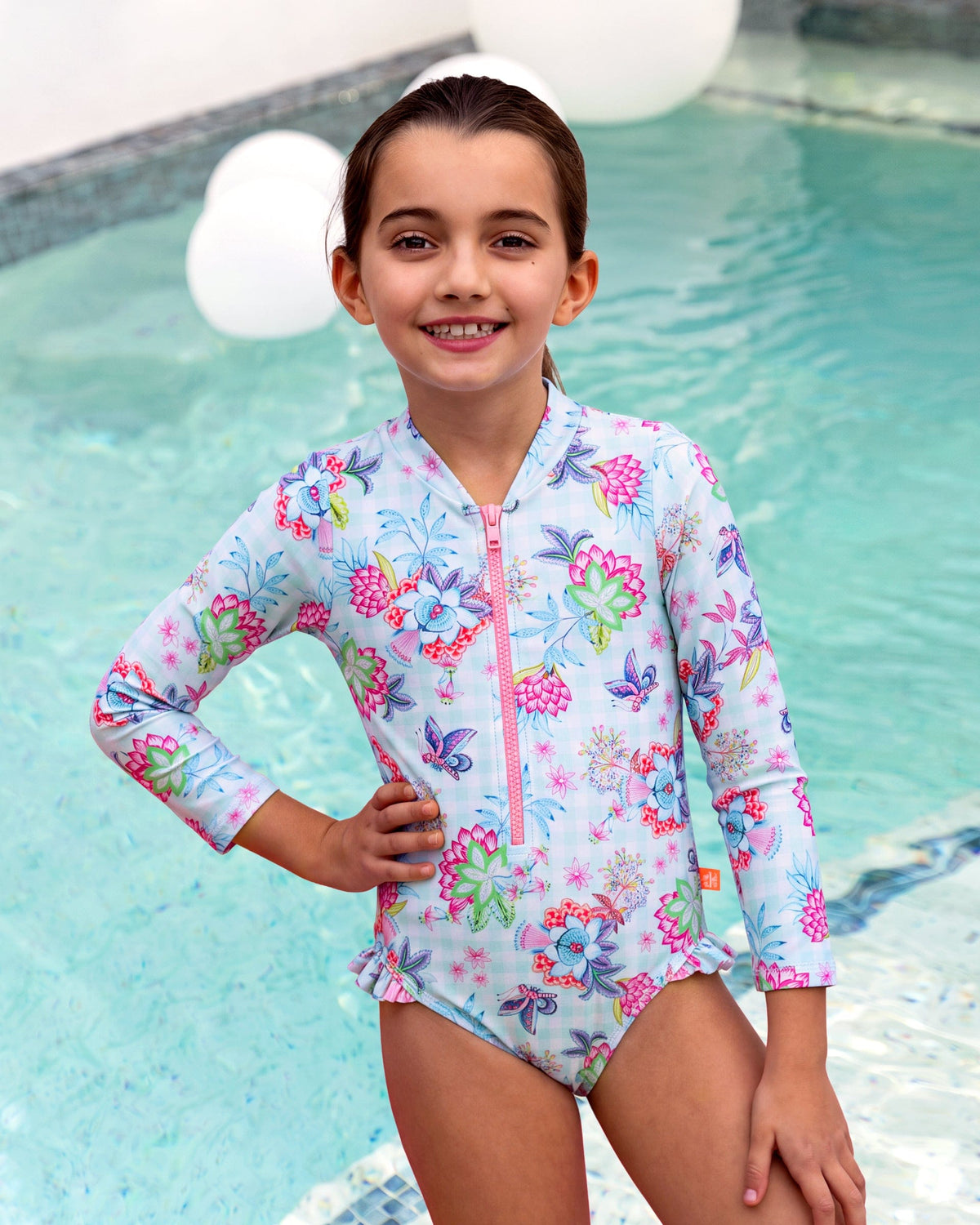 Salty Ink Salty Ink Toddler Girls Miss Meadow Sunsuit - Minty Salty Ink Toddler Girls Miss Meadow Sunsuit - Minty Splash Swimwear Sunsuit