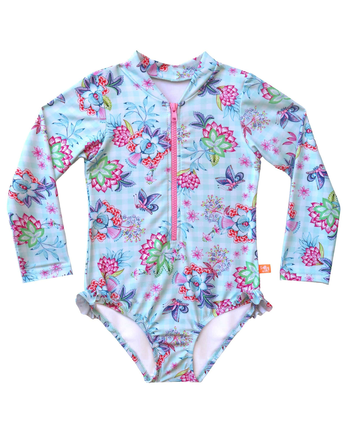 Salty Ink Salty Ink Toddler Girls Miss Meadow Sunsuit - Minty Salty Ink Toddler Girls Miss Meadow Sunsuit - Minty Splash Swimwear Sunsuit