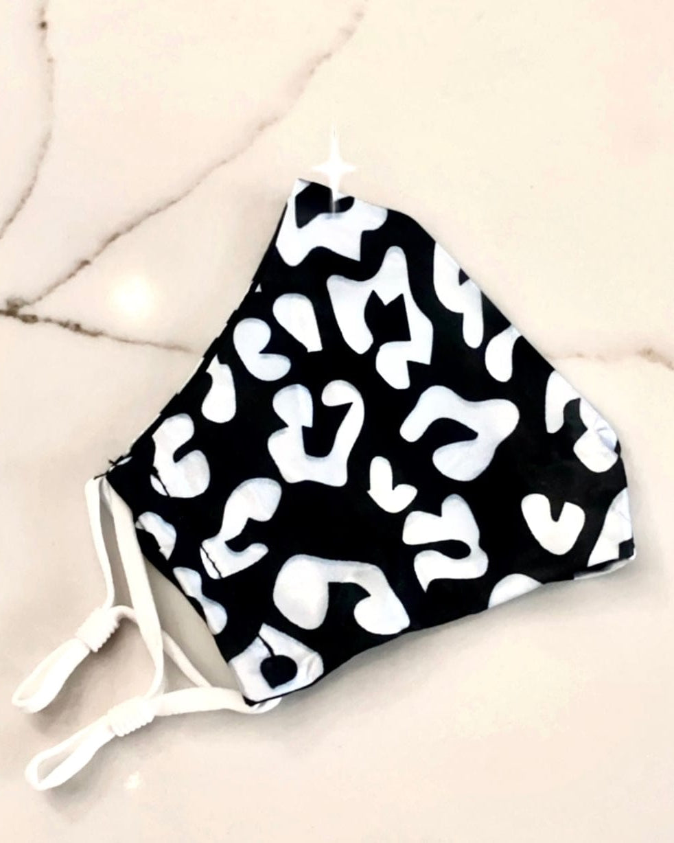 Salty Safari Double Silk Face Mask FM-43 Splash Swimwear Masks Black Leopard 1000011773