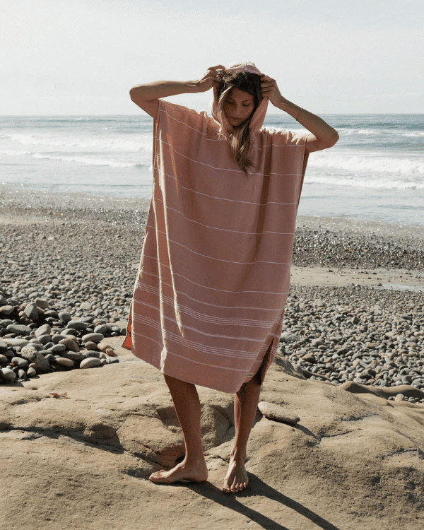 Sand Cloud Sand Cloud Classic Stripe Hooded Poncho Beach Towell - Misty Rose SCS25PON003MIROS Sand Cloud Classic Stripe Hooded Poncho Beach Towell - Misty Rose Splash Swimwear