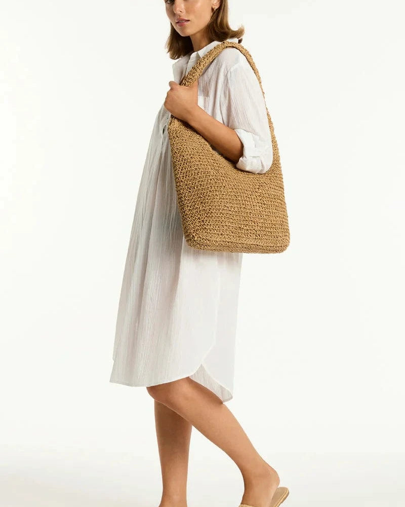 Sea Level Crochet Slouch Beach Bag SL8156AC Sea Level Crochet Slouch Beach Bag Splash Swimwear Caramel 9347760661128