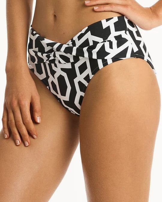 Sea Level Deco Twist Band Mid Pant - Black Sea Level Deco Twist Band Mid Pant - Black Splash Swimwear Bikini Bottoms