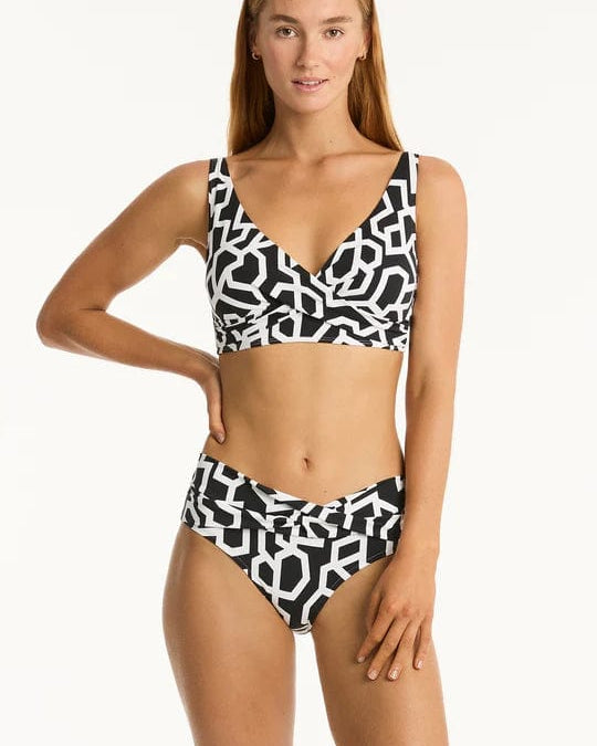 Sea Level Deco Twist Band Mid Pant - Black Sea Level Deco Twist Band Mid Pant - Black Splash Swimwear Bikini Bottoms