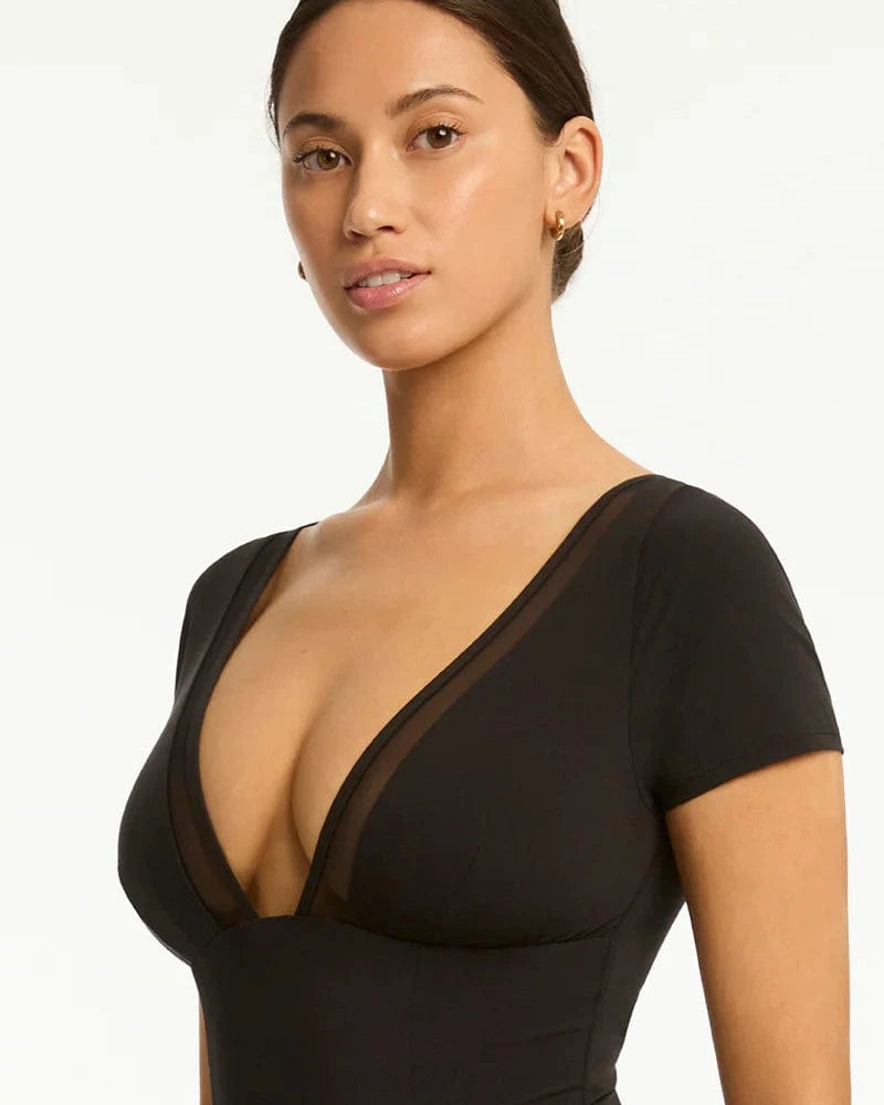 Sea Level Eclipse Short Sleeve Plunge One Piece Sea Level Eclipse Short Sleeve Plunge One Piece Splash Swimwear