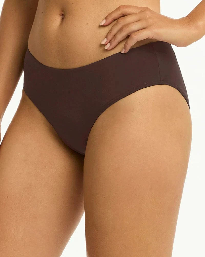Sea Level Essentials Edit Mid Bikini Pant - Cocoa Essentials Edit Mid Bikini Pant - Cocoa Splash Swimwear