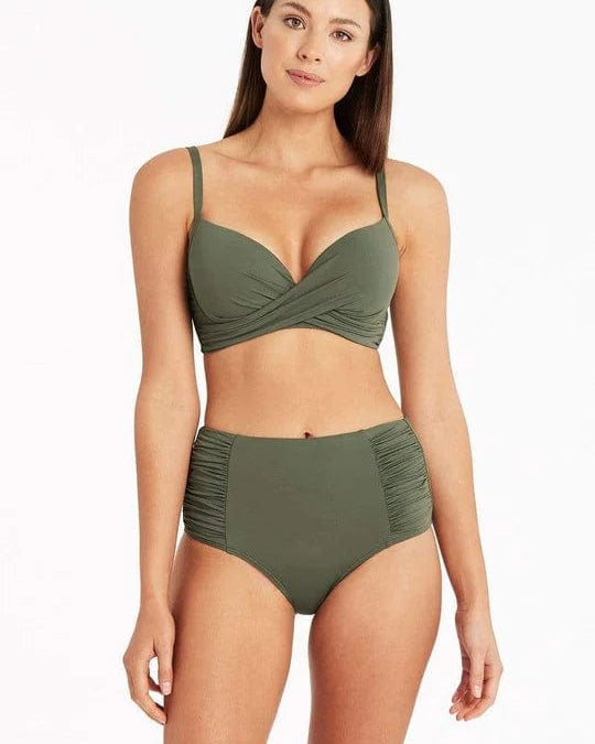 Sea Level Essentials Gathered Side High Waist Pant Splash Swimwear Bikini Bottoms