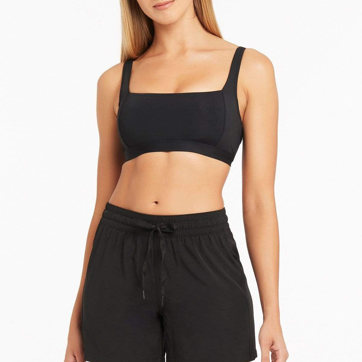 Sea Level Essentials Mid Length Boardshorts - Black Splash Swimwear Boardshorts