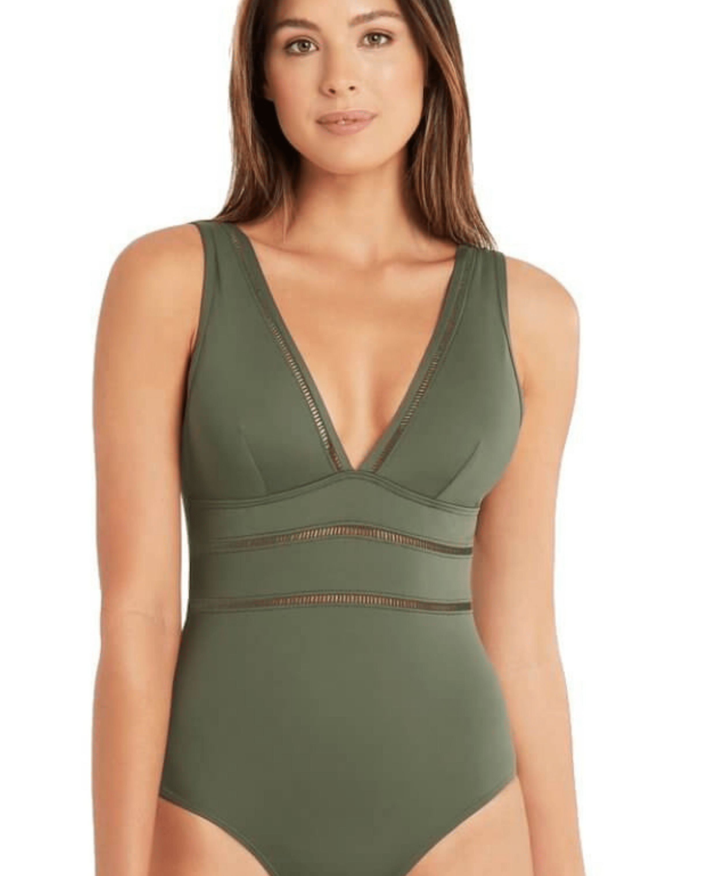 Sea Level Essentials Spliced One Piece - Khaki Splash Swimwear One Pieces