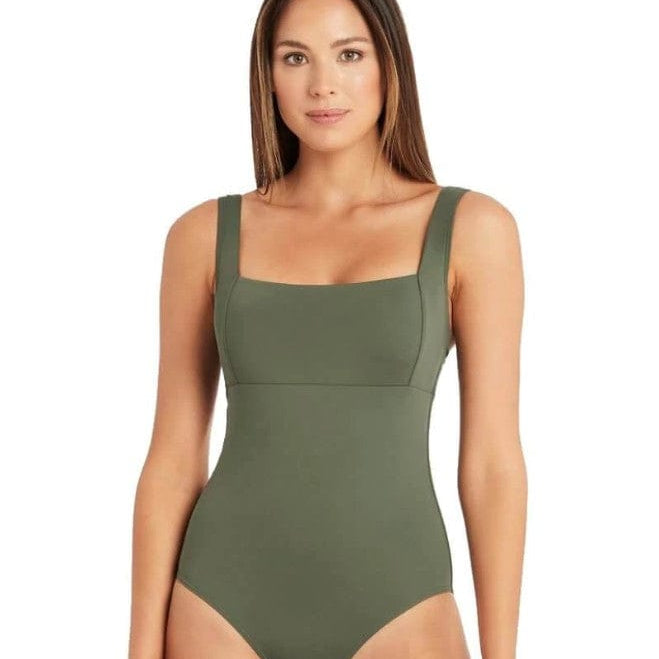 Sea Level Essentials Square Neck One Piece SL1032ECO Splash Swimwear One Pieces Khaki / 8 9347760381002