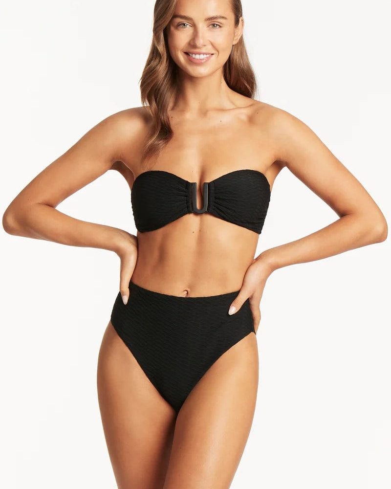 Sea Level Honeycomb High Waist Pant - Black Sea Level Honeycomb High Waist Pant - Black Splash Swimwear Bikini Bottoms