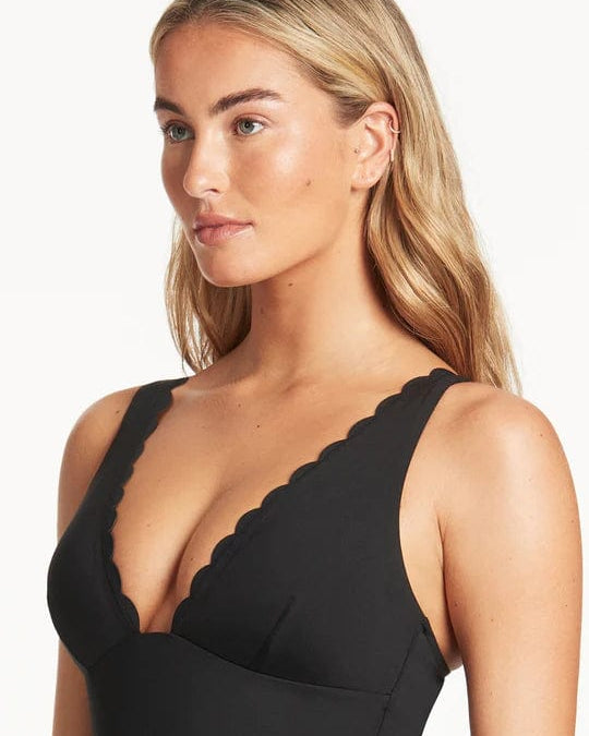 Sea Level Scalloped Longline Tri One Piece Splash Swimwear One Pieces