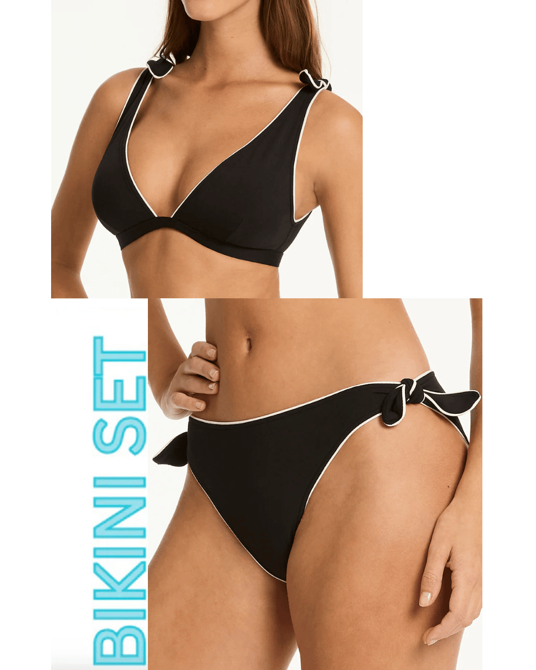 Sea Level Sea Level Babylon Bow Tie Plunge Top & Bow Tie Pant Sea Level Babylon Bow Tie Plunge Top & Bow Tie Pant Splash Swimwear Bikini Set AU12/US8 1000032168