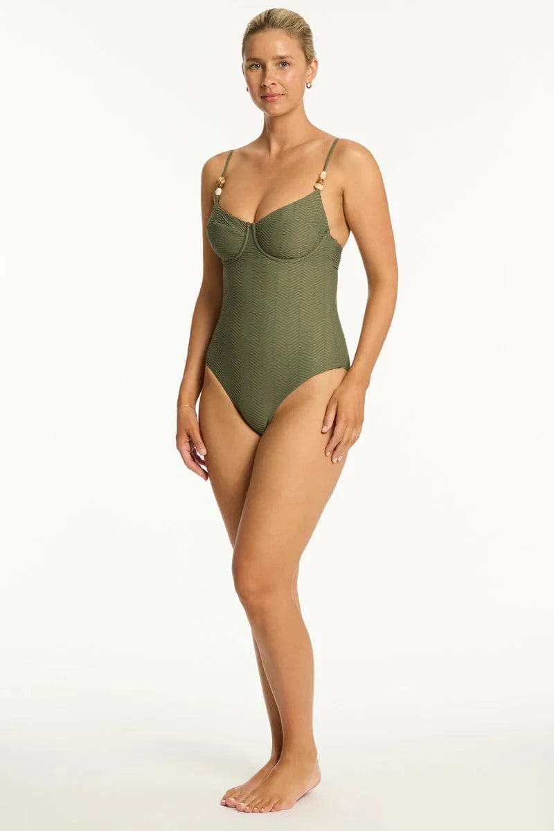 Sea Level Sea Level Caracus Balconette Bra One Piece - Khaki Sea Level Caracus Balconette Bra One Piece - Khaki Splash Swimwear One Pieces