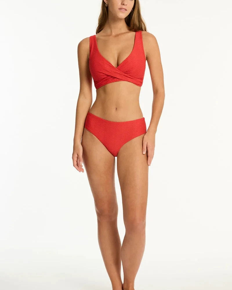 Sea Level Sea Level Caracus Cross Front Multifit Bra Top - Spice Red Sea Level Caracus Cross Front Multifit Bra Top - Spice Red Splash Swimwear Bikini Tops