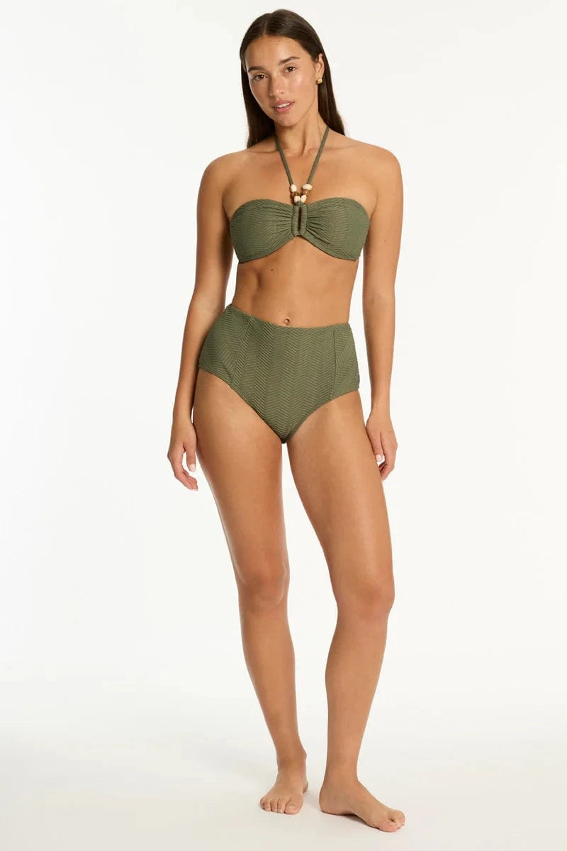Sea Level Sea Level Caracus Panelled High Waist Pant - Khaki Sea Level Caracus Panelled High Waist Pant - Khaki Splash Swimwear Bikini Bottoms
