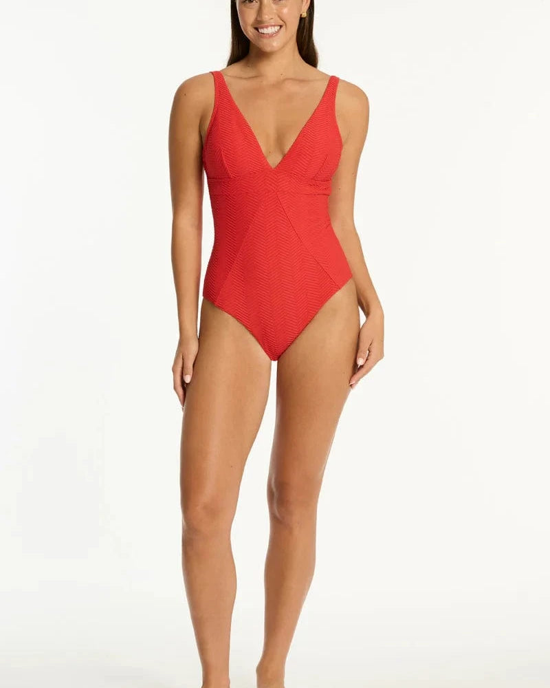 Sea Level Sea Level Caracus Scoop Back Panel Line One Piece - Spice Red Sea Level Caracus Scoop Back Panel Line One Piece - Spice Red Splash Swimwear One Pieces