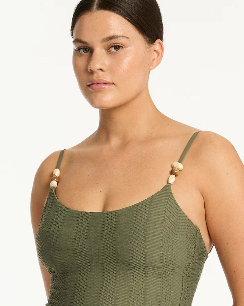 Sea Level Sea Level Caracus Scoop Neck One Piece - Khaki Sea Level Caracus Scoop Neck One Piece - Khaki Splash Swimwear One Pieces