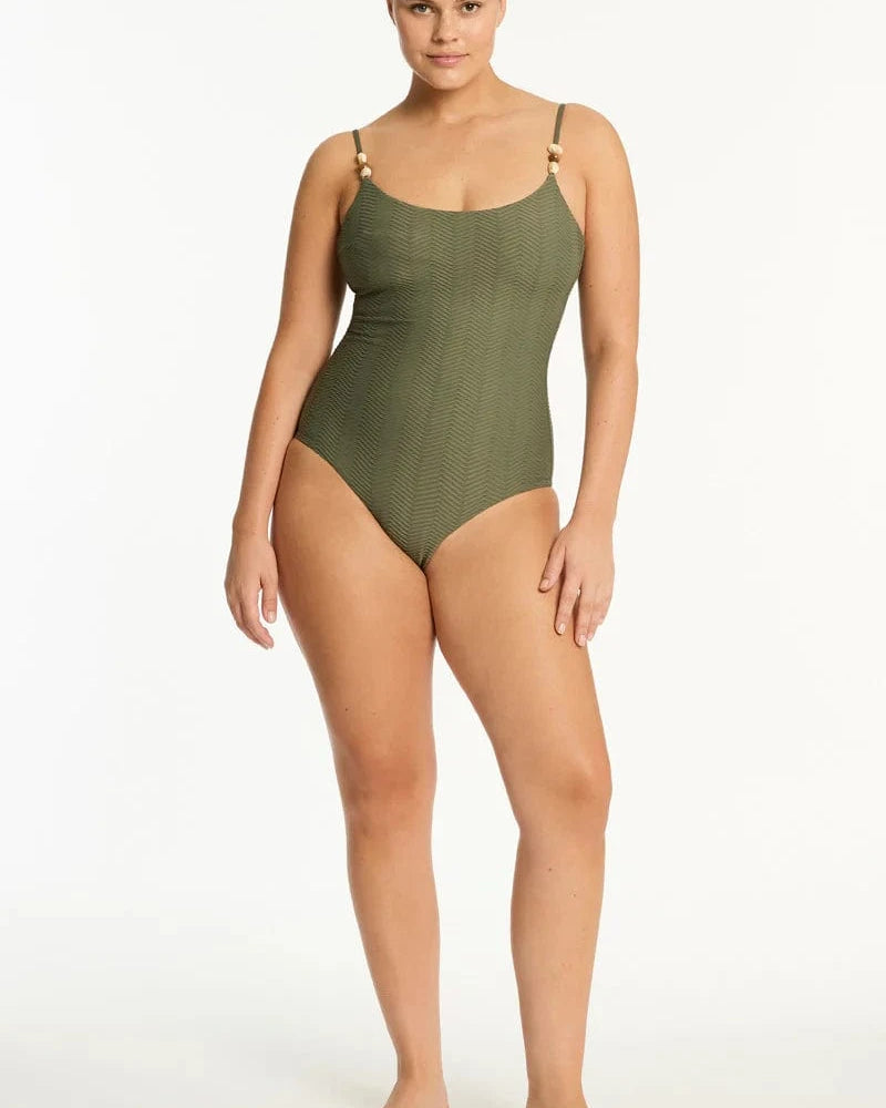 Sea Level Sea Level Caracus Scoop Neck One Piece - Khaki Sea Level Caracus Scoop Neck One Piece - Khaki Splash Swimwear One Pieces