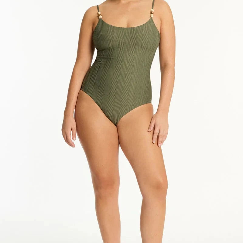 Sea Level Sea Level Caracus Scoop Neck One Piece - Khaki Sea Level Caracus Scoop Neck One Piece - Khaki Splash Swimwear One Pieces