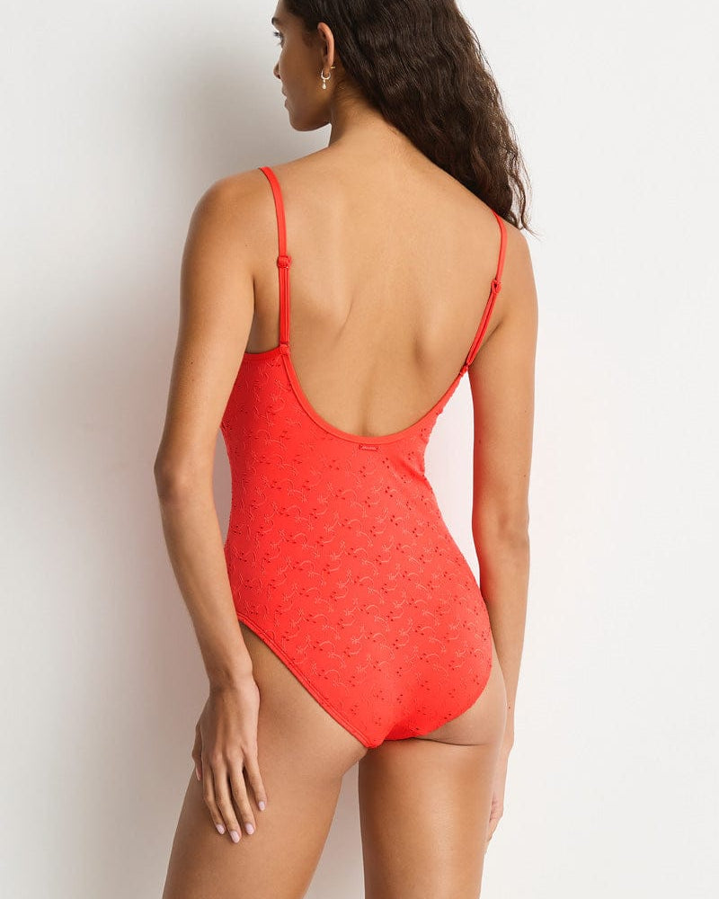 Sea Level Sea Level Celestia Frill Square Neck One Piece - Spice Sea Level Celestia Frill Square Neck One Piece - Spice Splash Swimwear One Piece Swimwear