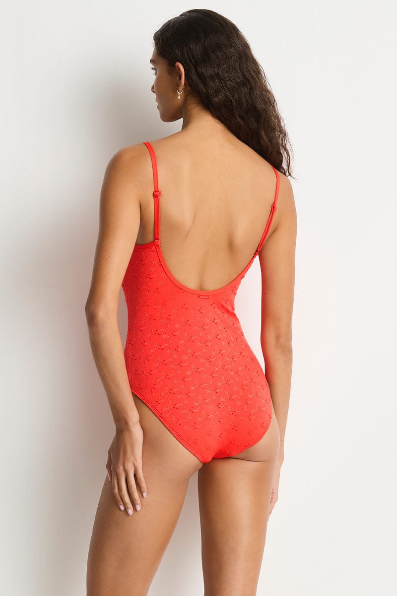 Sea Level Sea Level Celestia Frill Square Neck One Piece - Spice Sea Level Celestia Frill Square Neck One Piece - Spice Splash Swimwear One Piece Swimwear