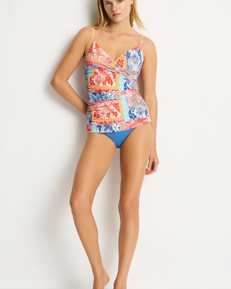Sea Level Sea Level Coco Islands Cross Front Scoop Back Tankini - Blue Sea Level Coco Islands Cross Front Scoop Back Tankini - Blue Splash Swimwear Tankini Tops