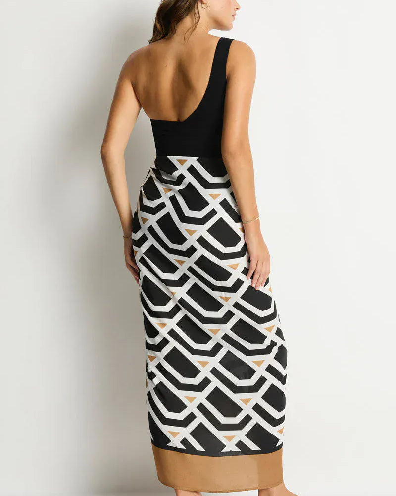 Sea Level Sea Level Costa Long Sarong - Black Print SL9171CT Sea Level Costa Long Sarong - Black Print Splash Swimwear Sarongs 9347760766991