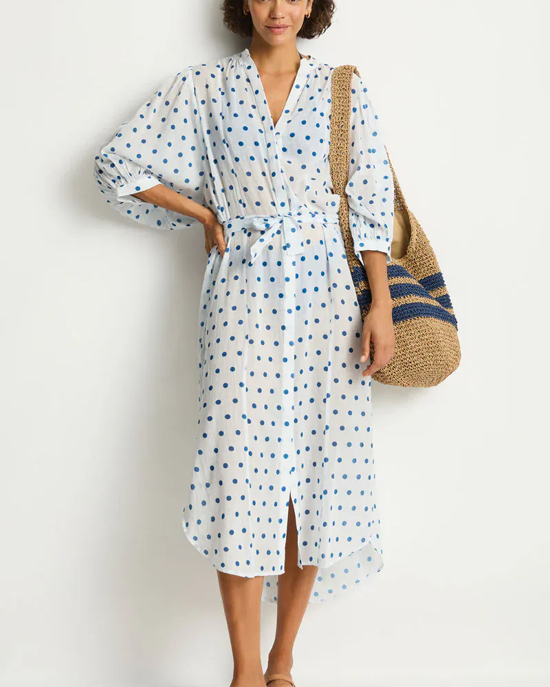 Sea Level Sea Level Dottie Boho Long Shirt Dress - Denim Blue Sea Level Dottie Boho Long Shirt Dress - Denim Blue Splash Swimwear Dress