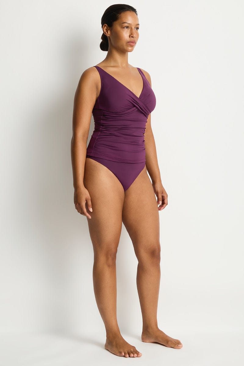 Sea Level Sea Level Essentials Cross Front Multi Fit Singlet Top - Claret Sea Level Essentials Cross Front Multi Fit Singlet Top - Claret Splash Swimwear Bikini Tops