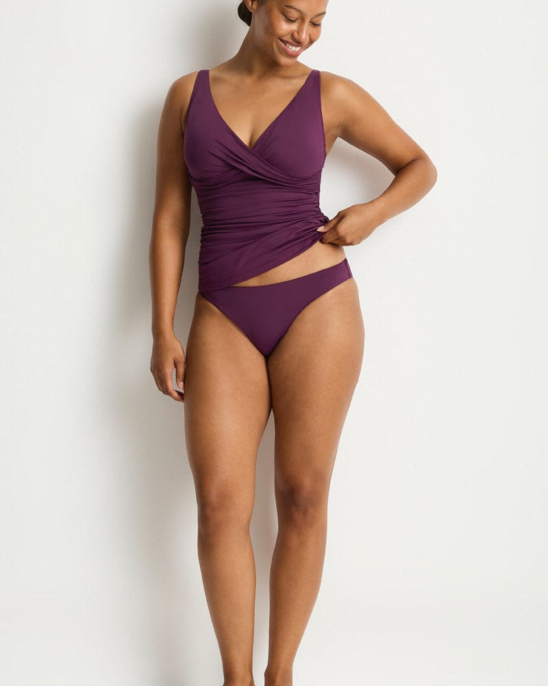 Sea Level Sea Level Essentials Cross Front Multi Fit Singlet Top - Claret Sea Level Essentials Cross Front Multi Fit Singlet Top - Claret Splash Swimwear Bikini Tops