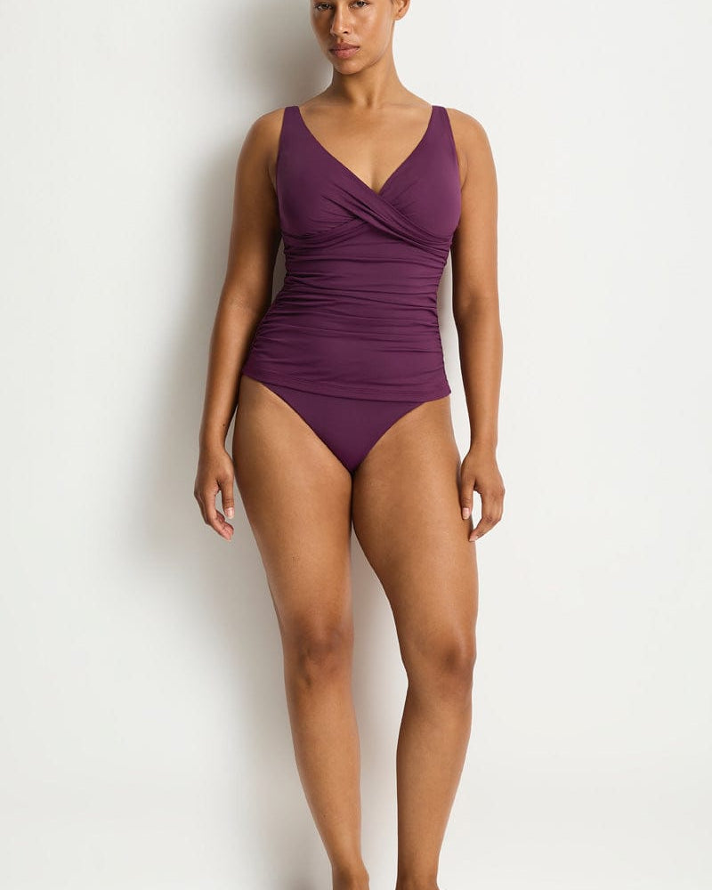 Sea Level Sea Level Essentials Cross Front Multi Fit Singlet Top - Claret Sea Level Essentials Cross Front Multi Fit Singlet Top - Claret Splash Swimwear Bikini Tops