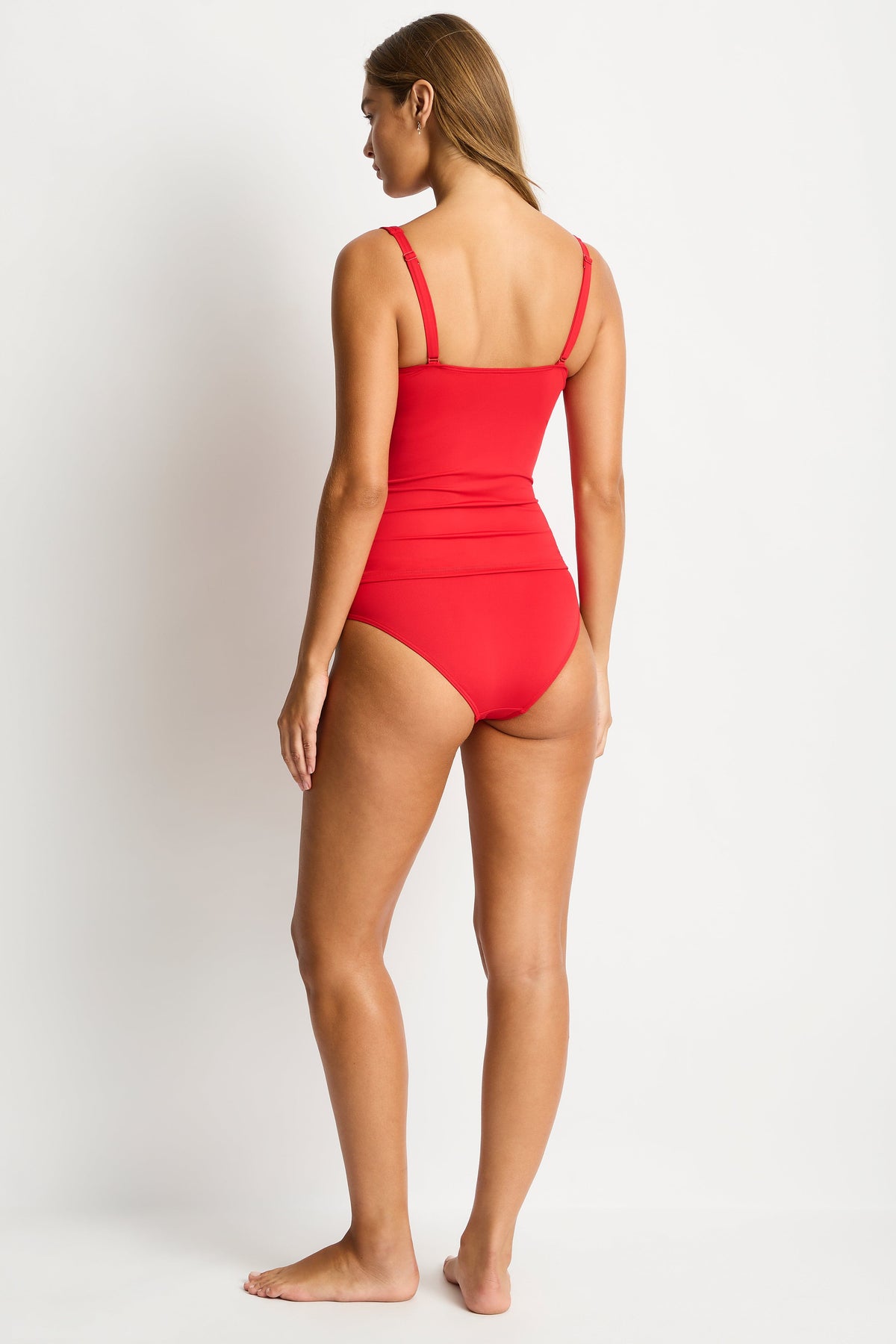 Sea Level Sea Level Essentials Cross Front Multifit Singlet Top - Red Sea Level Essentials Cross Front Multifit Singlet Top Red Splash Swimwear Tankini Tops